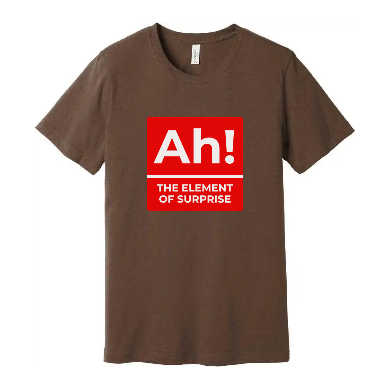 Ah The Element Of Surprise T Shirt With Red Square Parody Logo Artwork For All Science Lovers