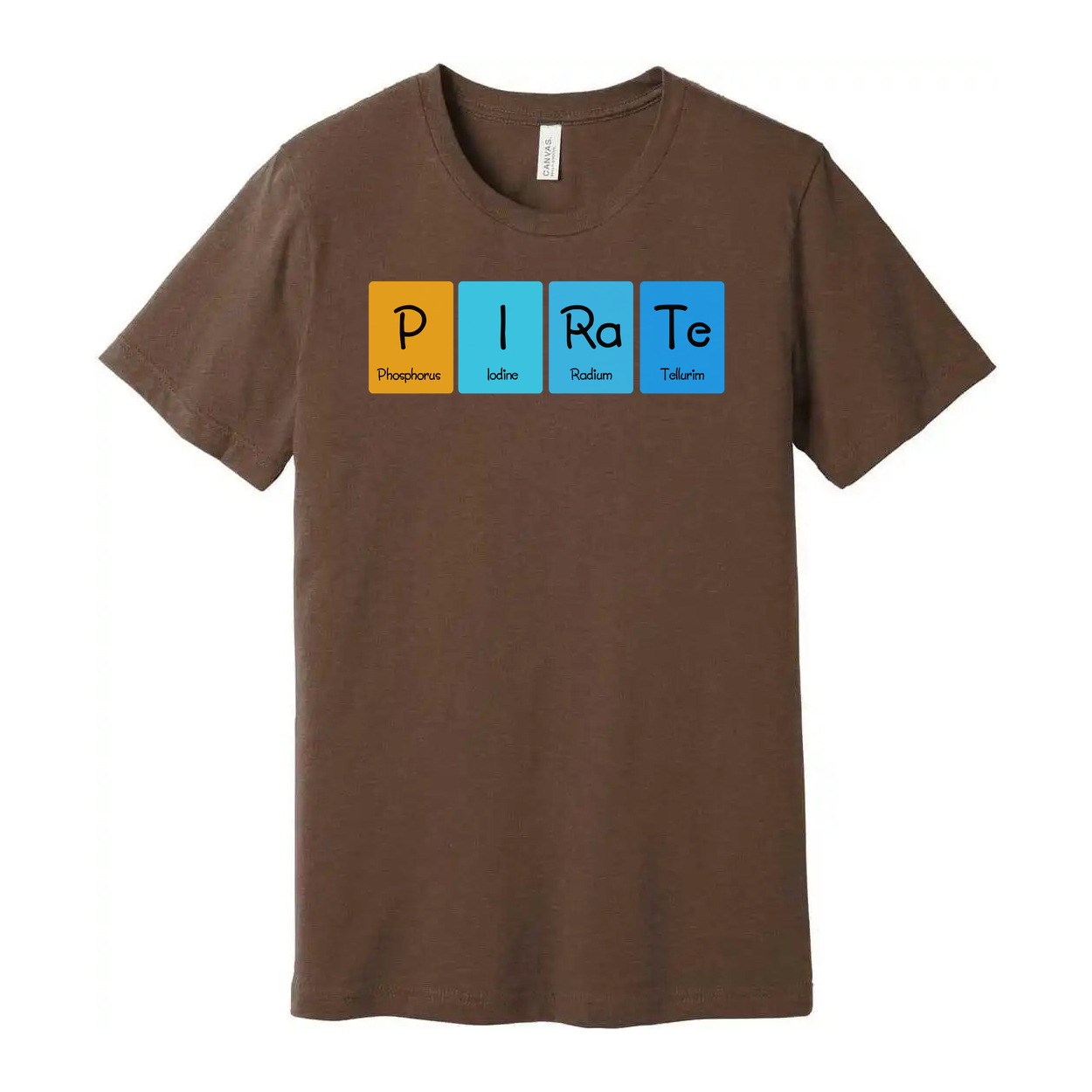 Unisex Pirate Chemistry T Shirt With Periodic Table Element Blocks Graphic Print