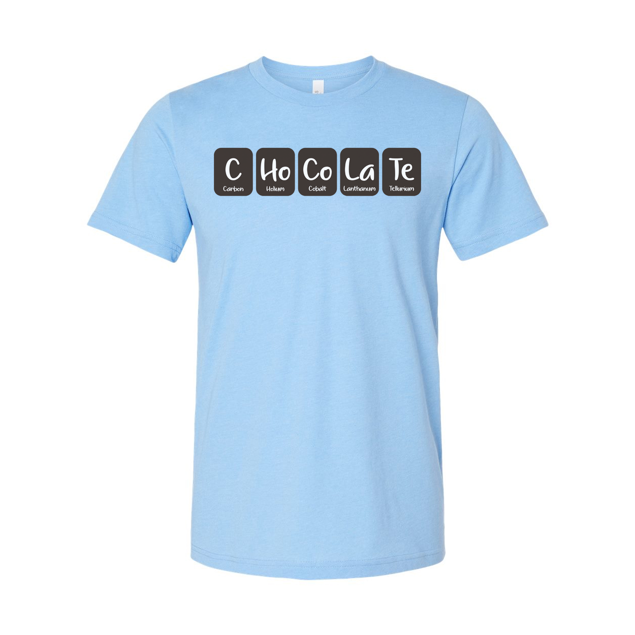 Unisex Science Themed Chocolate Elements Graphic T Shirt With Periodic Table Style Blocks