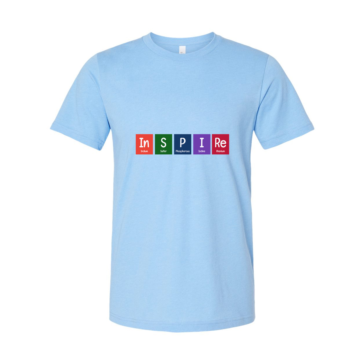 Inspire Science Graphic Unisex Short Sleeve Tee With Multicolor Periodic Table Style Letters