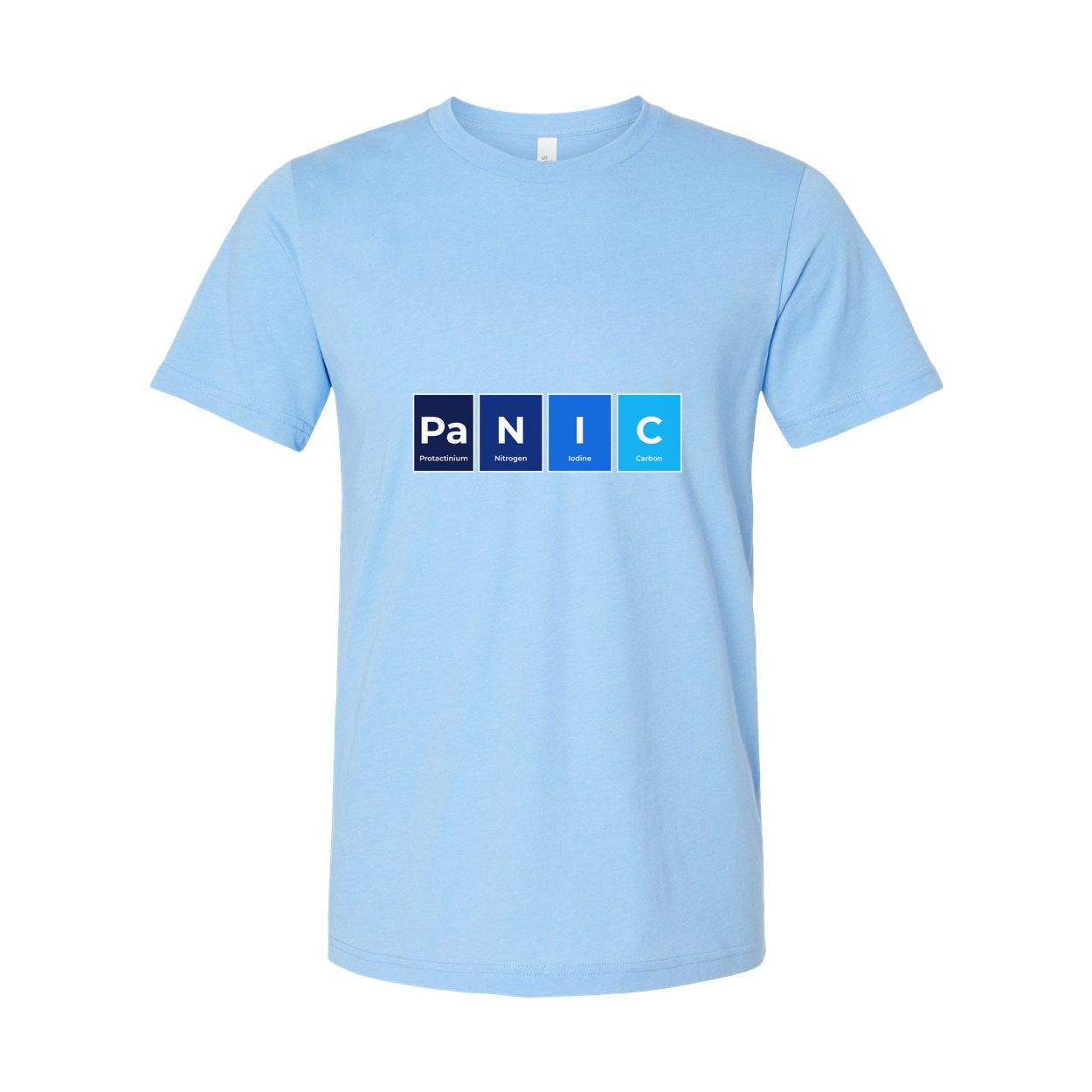 Panic Science Themed Unisex T Shirt With Periodic Table Style Graphic Design For Casual Wear