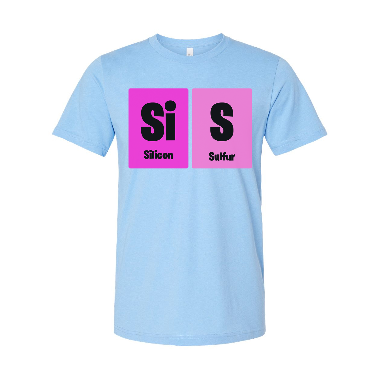 Science Themed Unisex T Shirt With Silicon And Sulfur Element Blocks In Pink Squares
