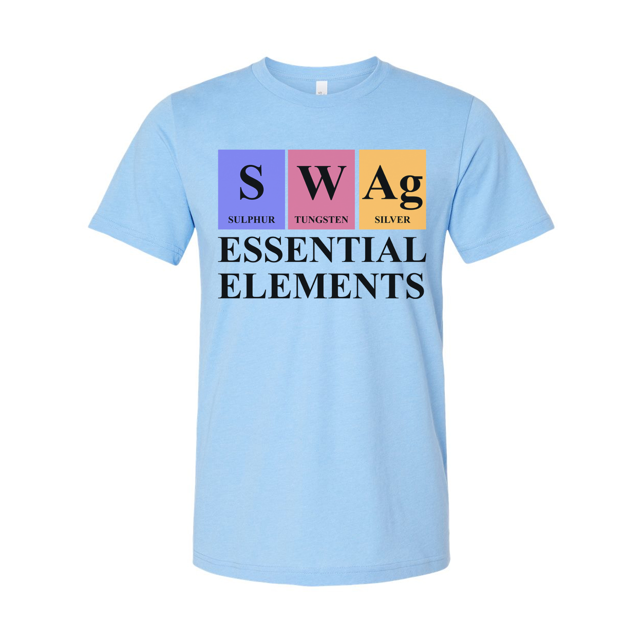 Essential Elements Graphic T Shirt With Periodic Table Inspired Sulphur Tungsten And Silver Symbols