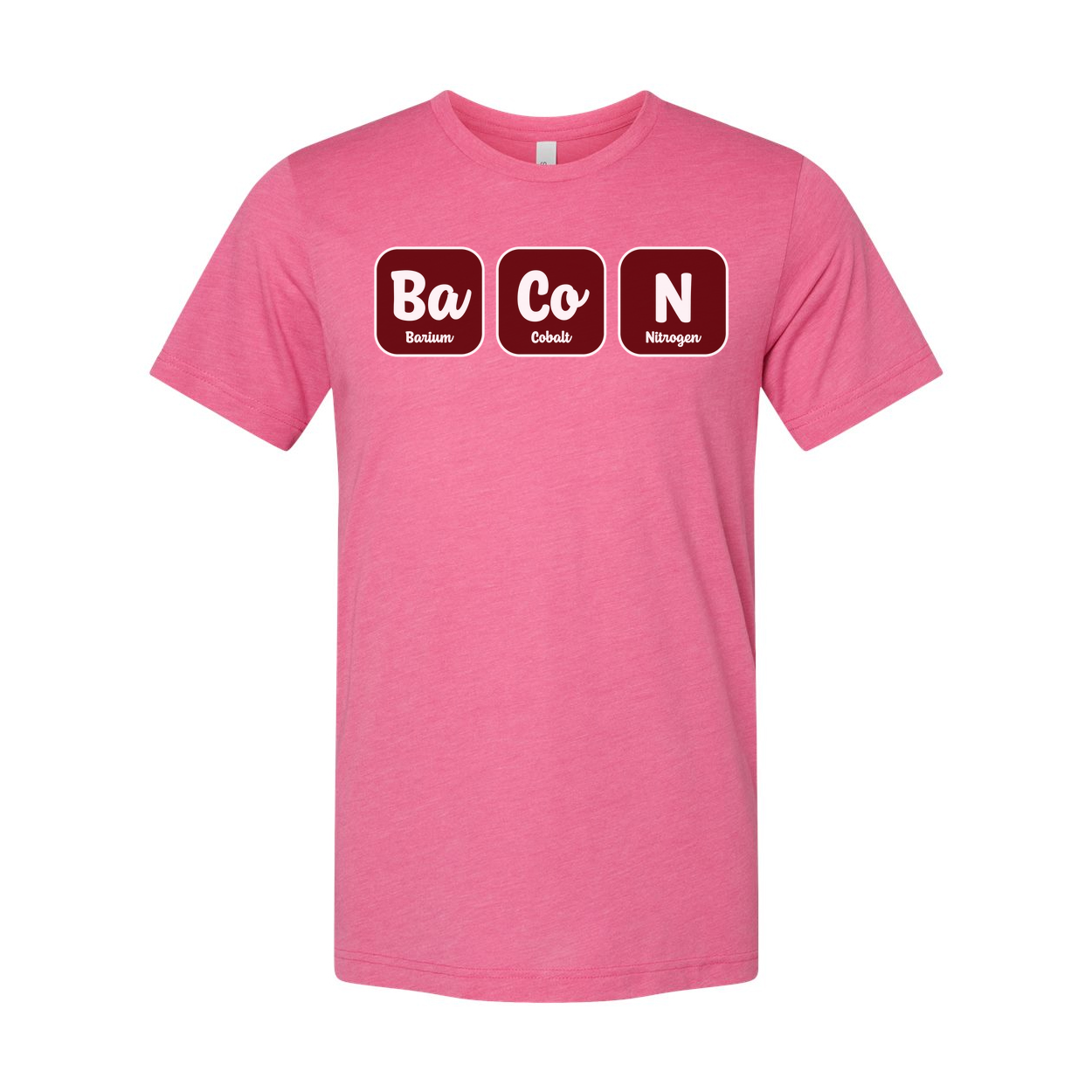 Bacon Chemistry Graphic T Shirt With Ba Co N Element Symbols For Science Lovers Design