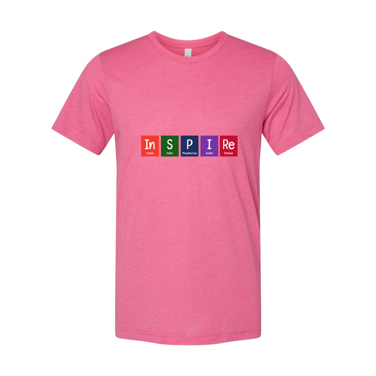 Inspire Science Graphic Unisex Short Sleeve Tee With Multicolor Periodic Table Style Letters