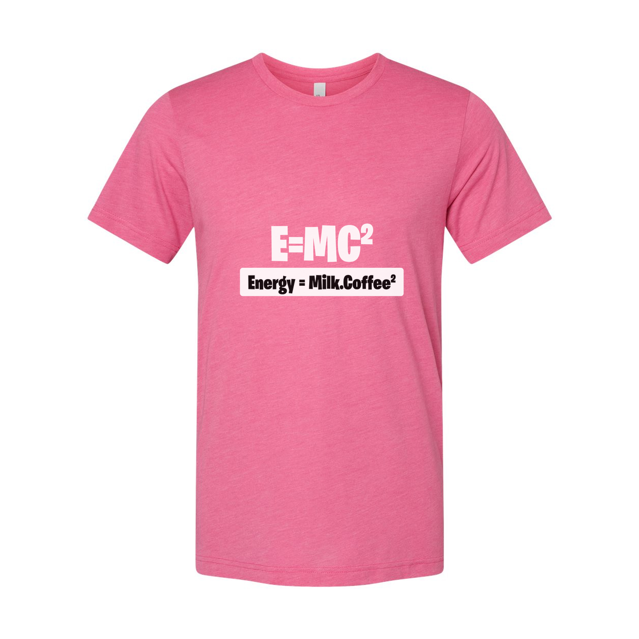 Unisex Science T-Shirt With Energy Equals Milk Coffee Parody Graphic Print For Science Enthusiasts And Students