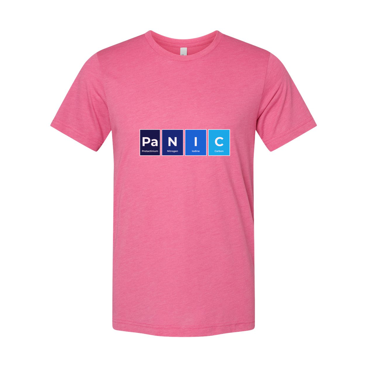 Panic Science Themed Unisex T Shirt With Periodic Table Style Graphic Design For Casual Wear