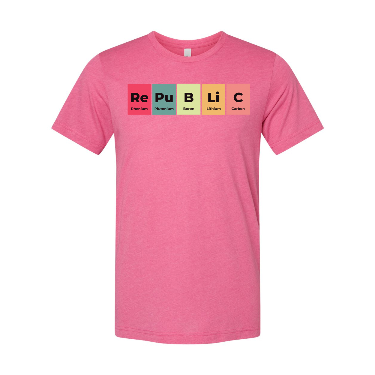 Unisex Science T Shirt With Periodic Table Style Republic Elements Design And Colorful Blocks