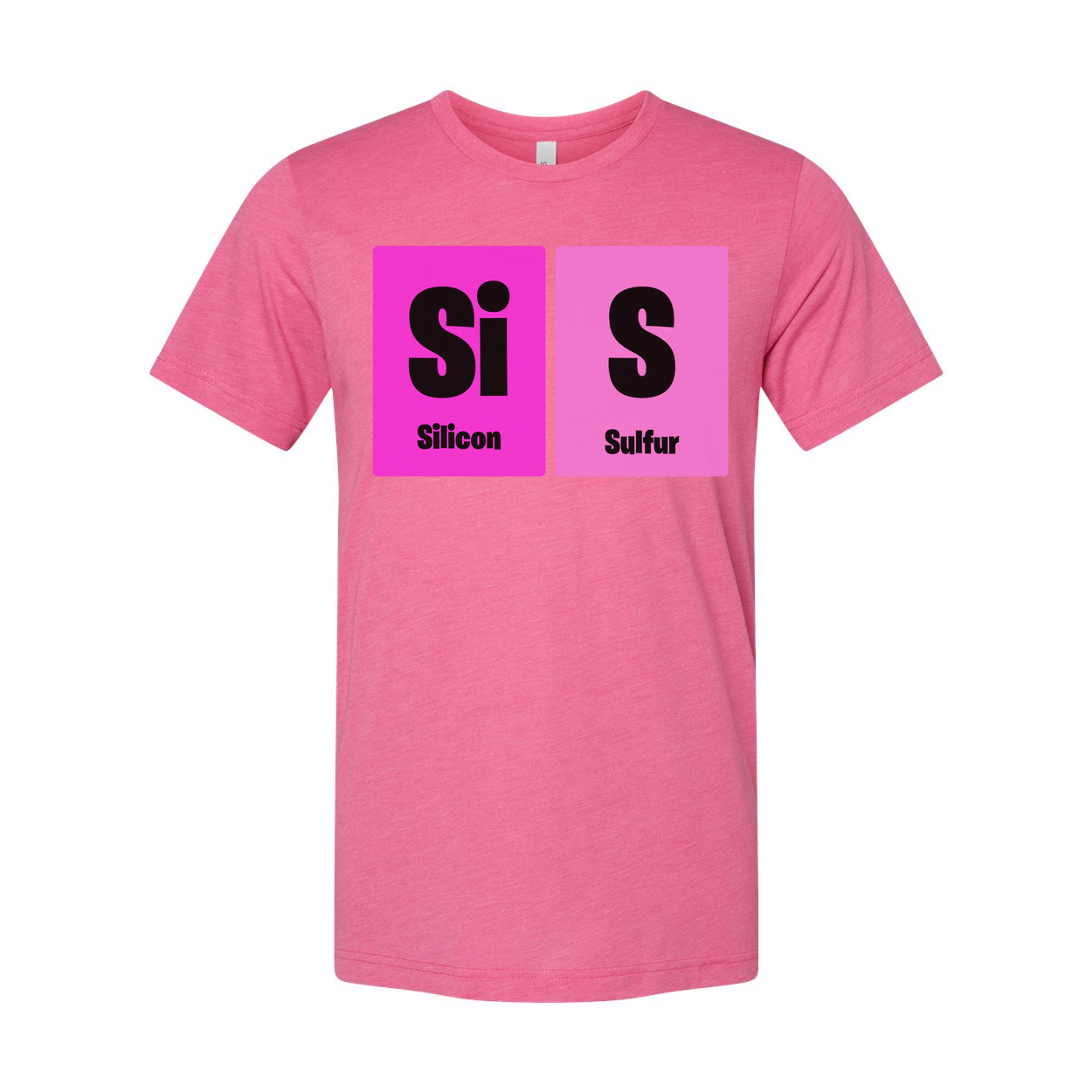 Science Themed Unisex T Shirt With Silicon And Sulfur Element Blocks In Pink Squares