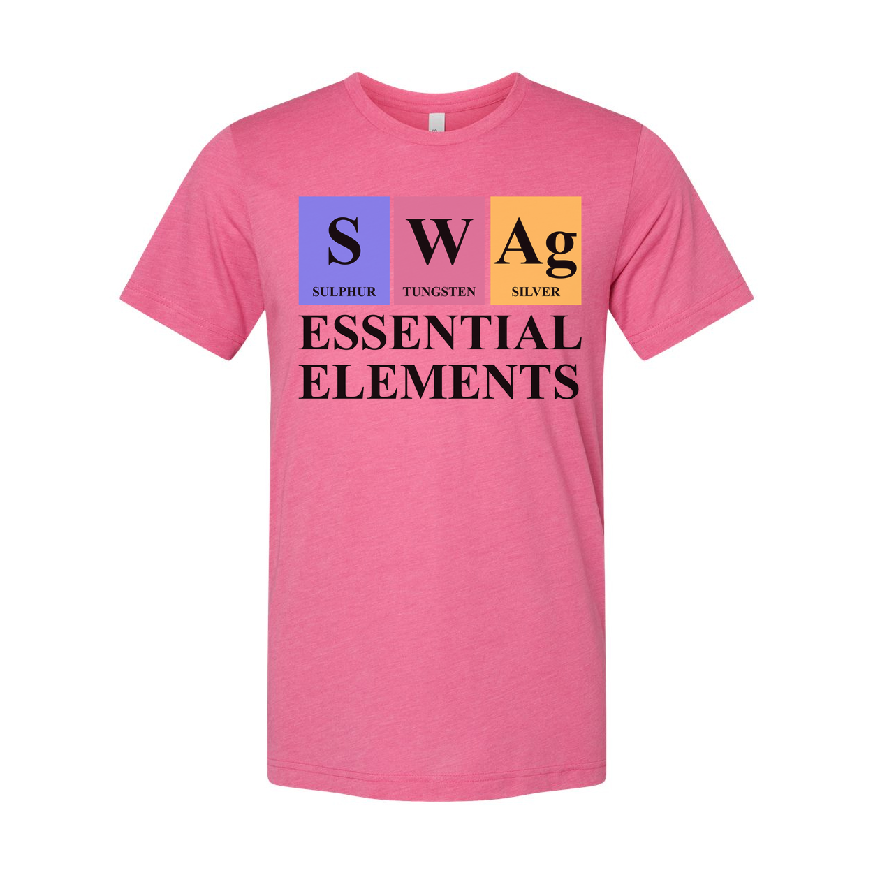 Essential Elements Graphic T Shirt With Periodic Table Inspired Sulphur Tungsten And Silver Symbols