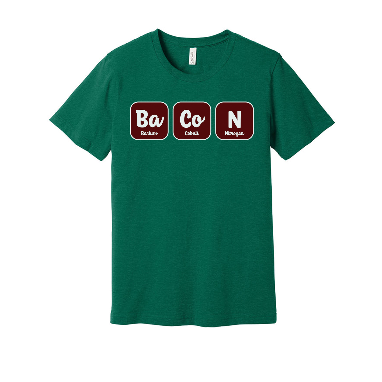 Bacon Chemistry Graphic T Shirt With Ba Co N Element Symbols For Science Lovers Design