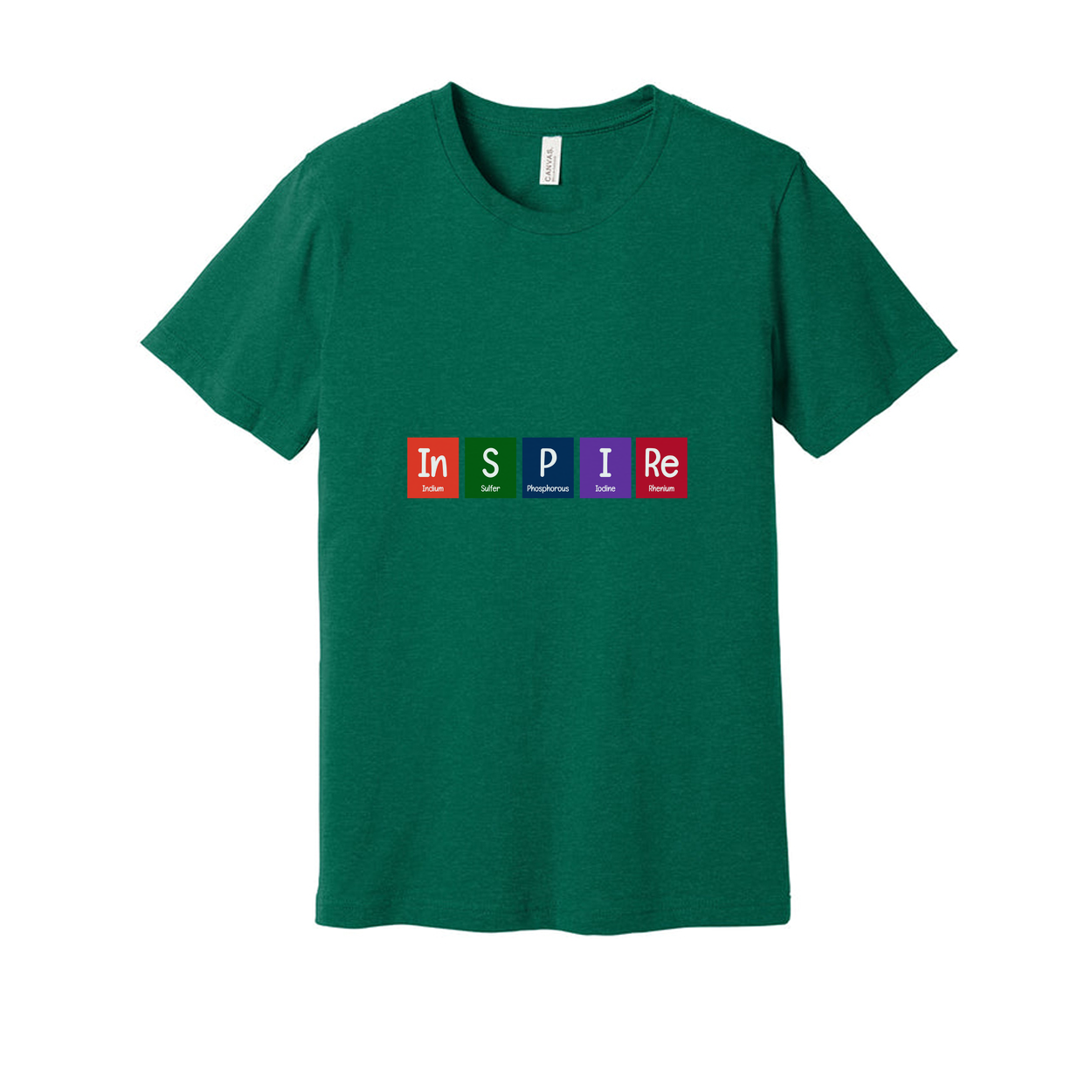 Inspire Science Graphic Unisex Short Sleeve Tee With Multicolor Periodic Table Style Letters