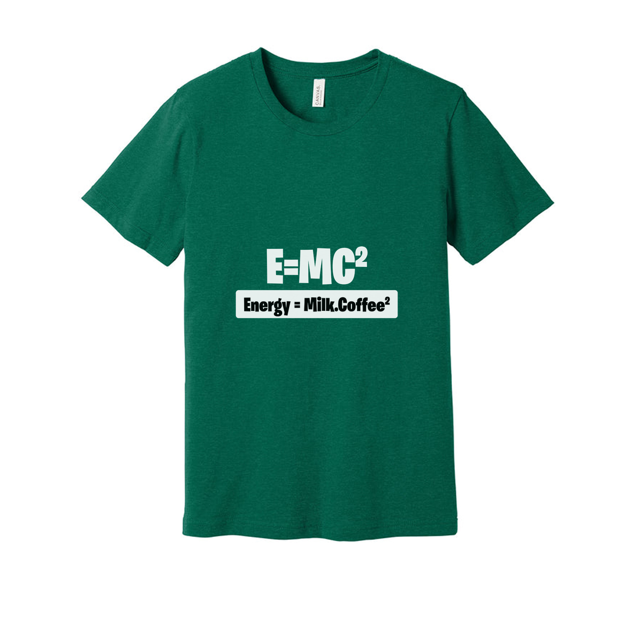 Unisex Science T-Shirt With Energy Equals Milk Coffee Parody Graphic Print For Science Enthusiasts And Students