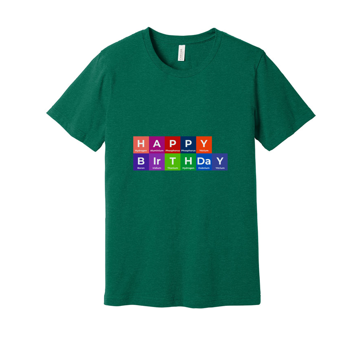 Happy Birthday Periodic Table Design Unisex T Shirt With Colorful Block Elements Artwork