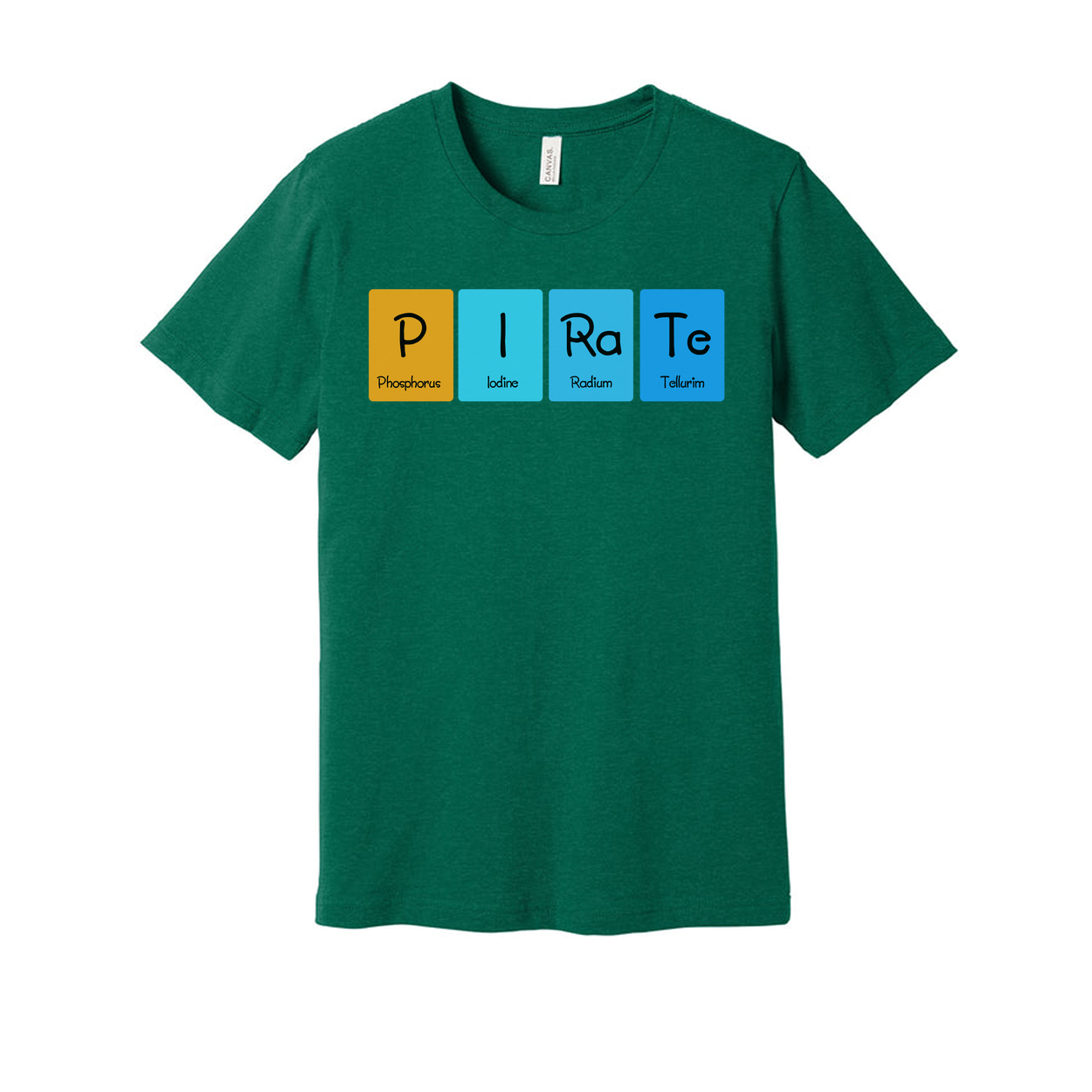Unisex Pirate Chemistry T Shirt With Periodic Table Element Blocks Graphic Print