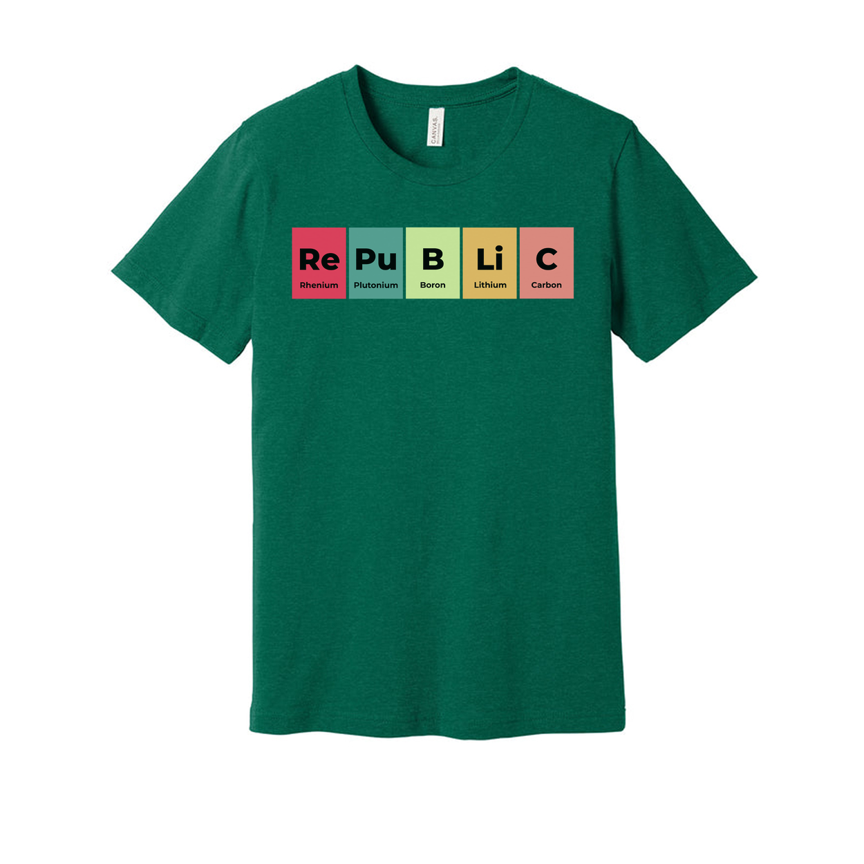 Unisex Science T Shirt With Periodic Table Style Republic Elements Design And Colorful Blocks