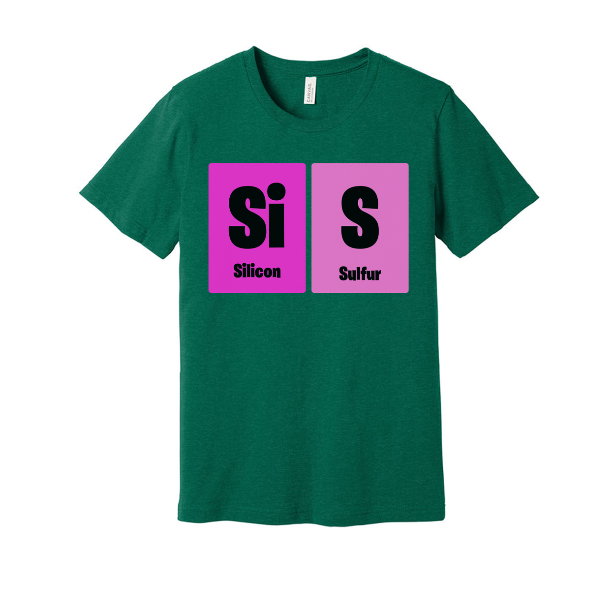 Science Themed Unisex T Shirt With Silicon And Sulfur Element Blocks In Pink Squares