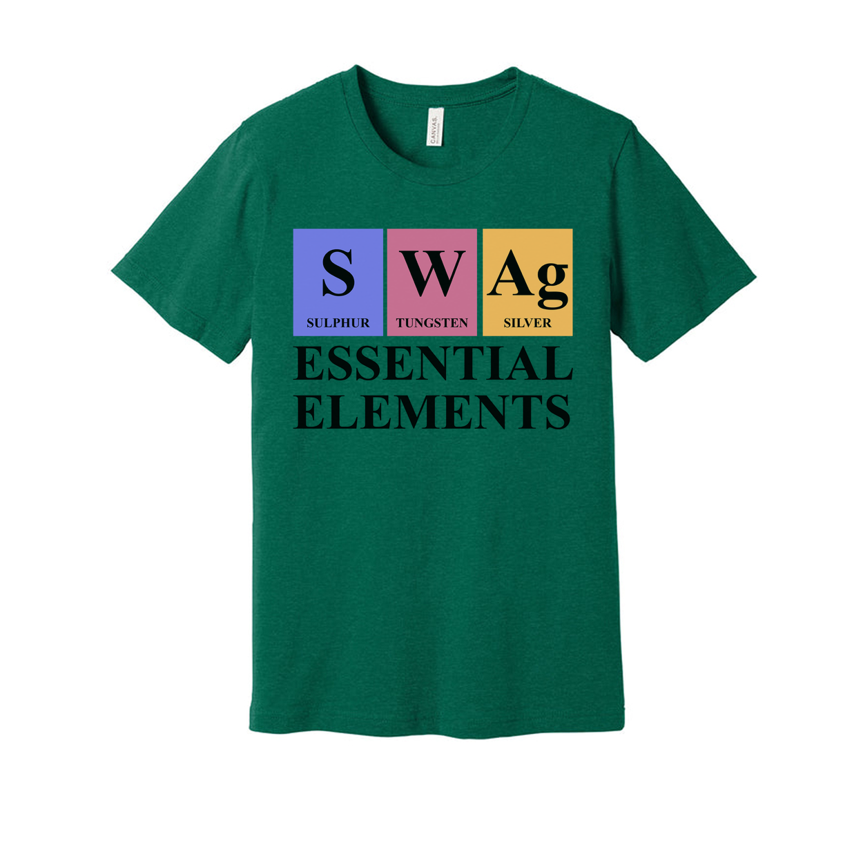 Essential Elements Graphic T Shirt With Periodic Table Inspired Sulphur Tungsten And Silver Symbols