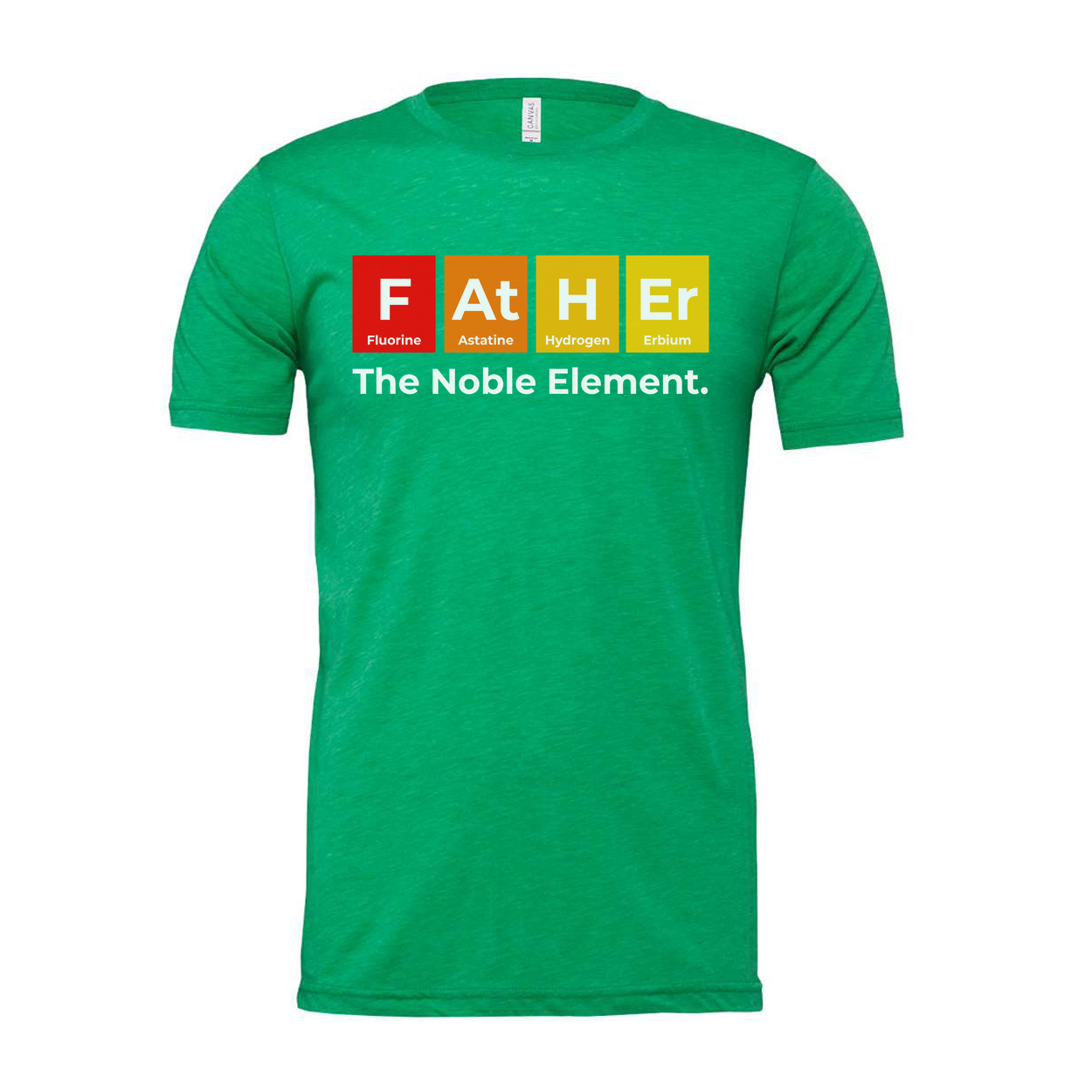 Unisex Science T Shirt Featuring Periodic Table Elements Spelling Father The Noble Element