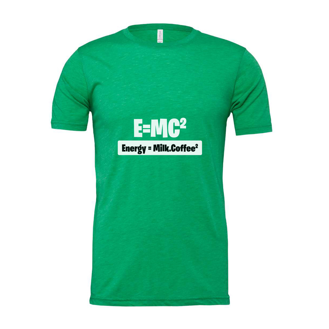 Unisex Science T-Shirt With Energy Equals Milk Coffee Parody Graphic Print For Science Enthusiasts And Students