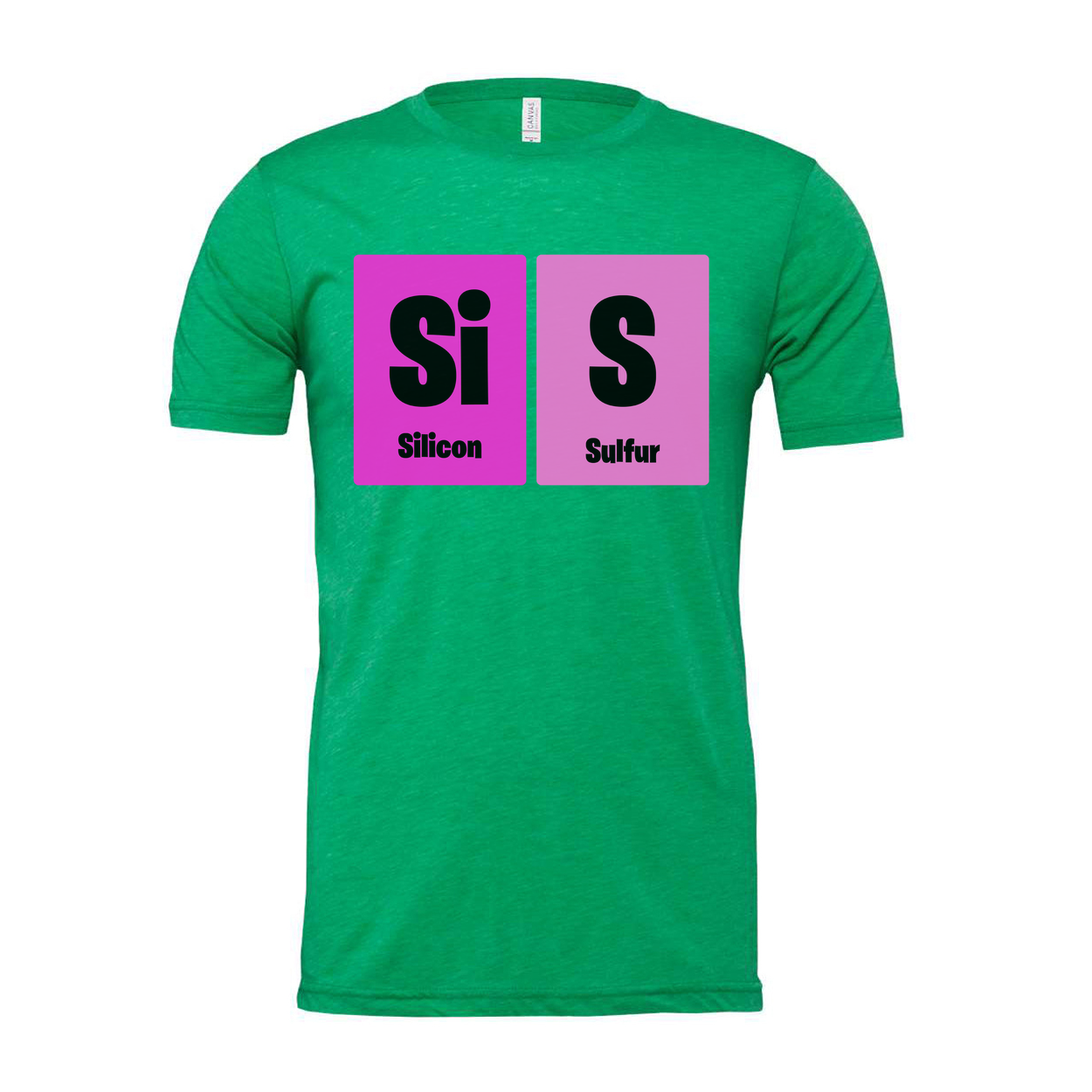 Science Themed Unisex T Shirt With Silicon And Sulfur Element Blocks In Pink Squares