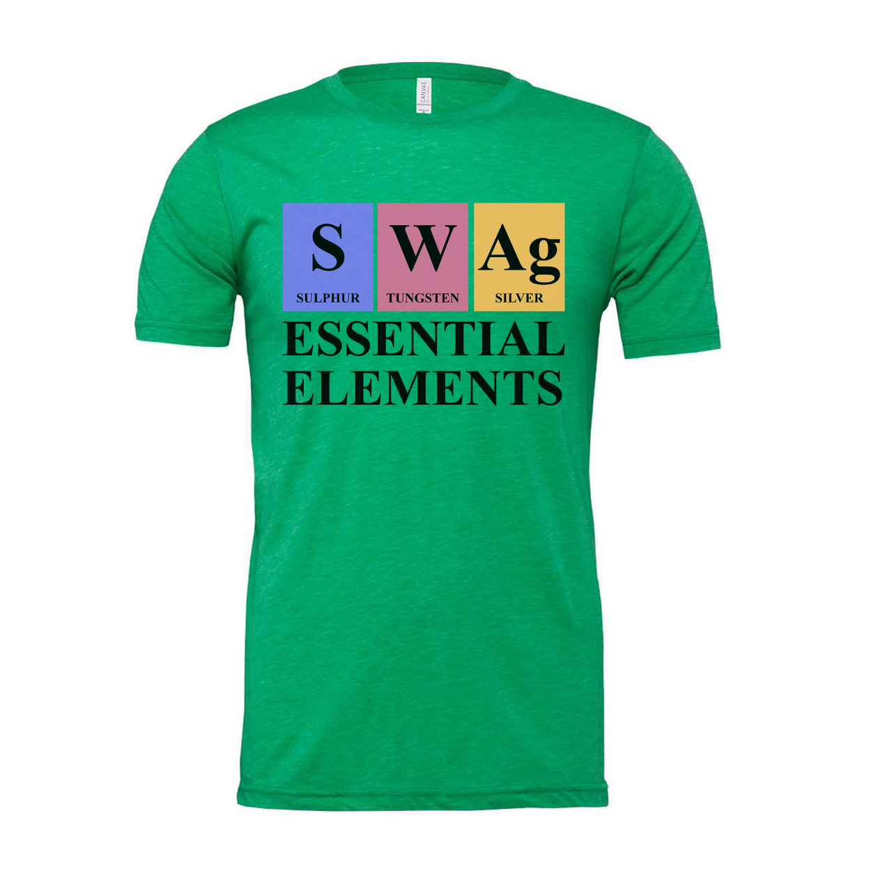 Essential Elements Graphic T Shirt With Periodic Table Inspired Sulphur Tungsten And Silver Symbols