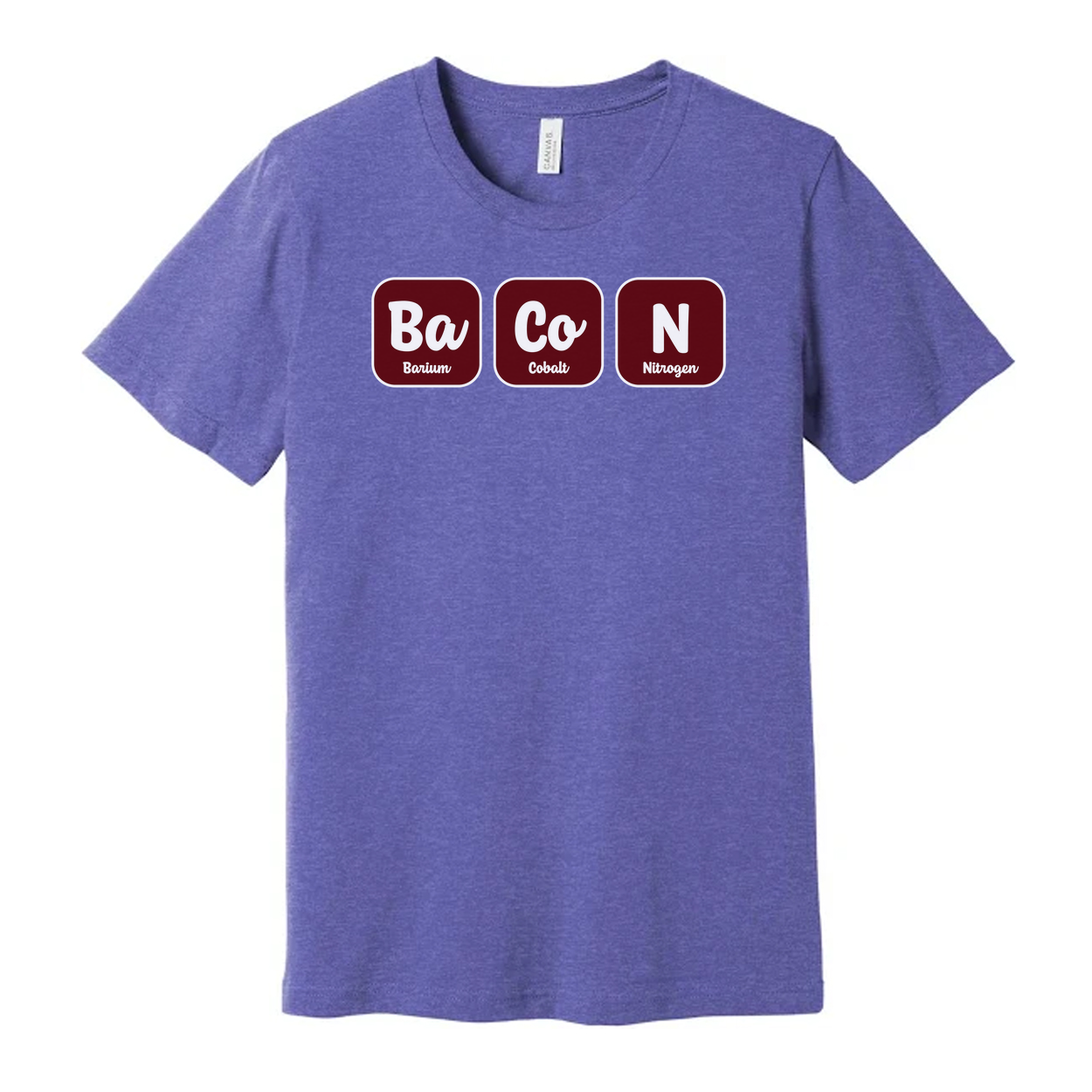 Bacon Chemistry Graphic T Shirt With Ba Co N Element Symbols For Science Lovers Design