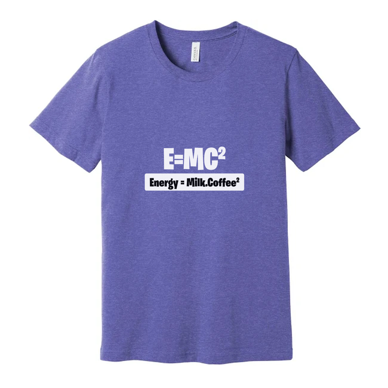 Unisex Science T-Shirt With Energy Equals Milk Coffee Parody Graphic Print For Science Enthusiasts And Students