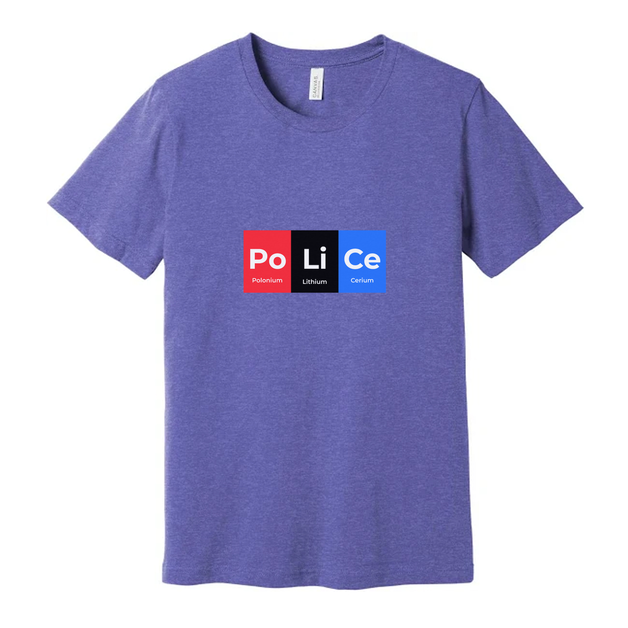 Unisex Science Themed Graphic Tee With Po Li Ce Periodic Elements Design For Curious Minds
