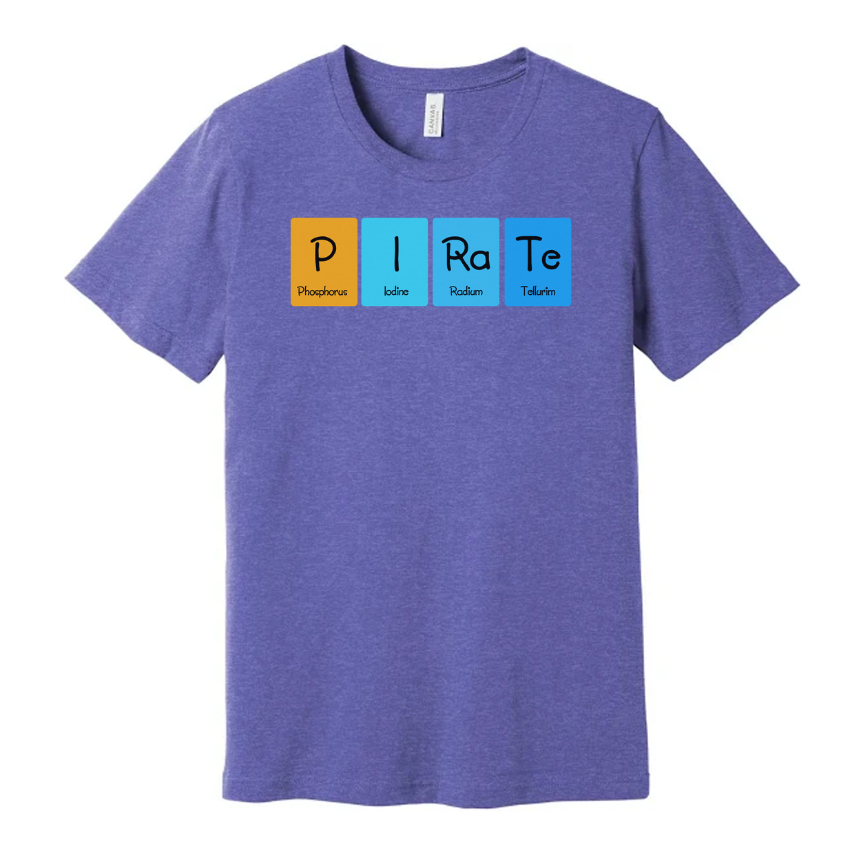 Unisex Pirate Chemistry T Shirt With Periodic Table Element Blocks Graphic Print
