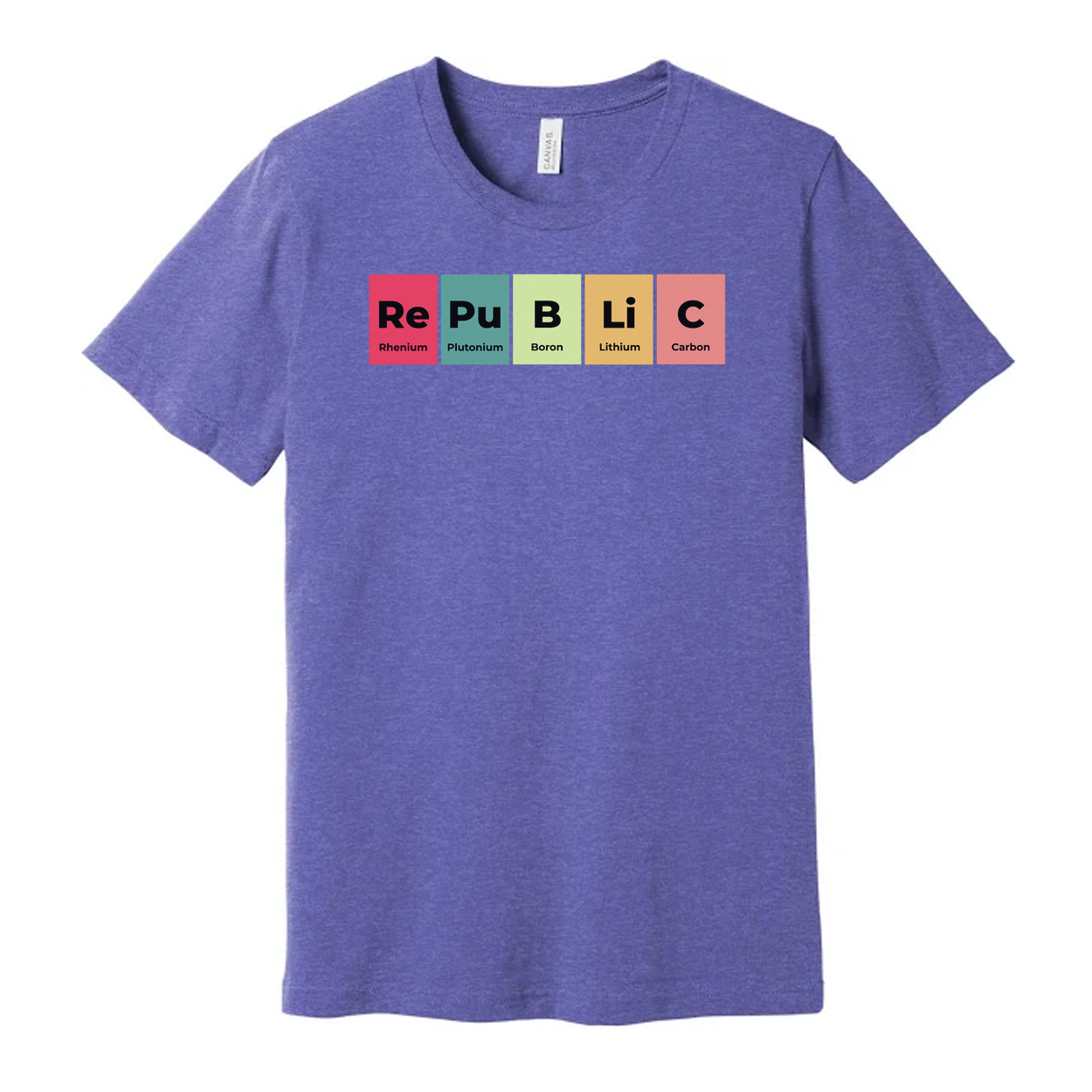 Unisex Science T Shirt With Periodic Table Style Republic Elements Design And Colorful Blocks