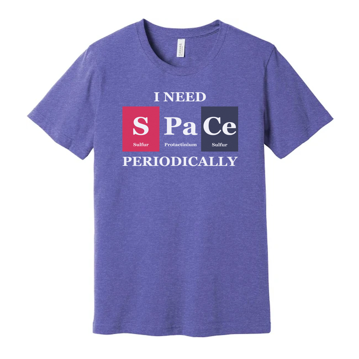 Science Themed Unisex T Shirt With Periodic Table Design And Space Word Play Art