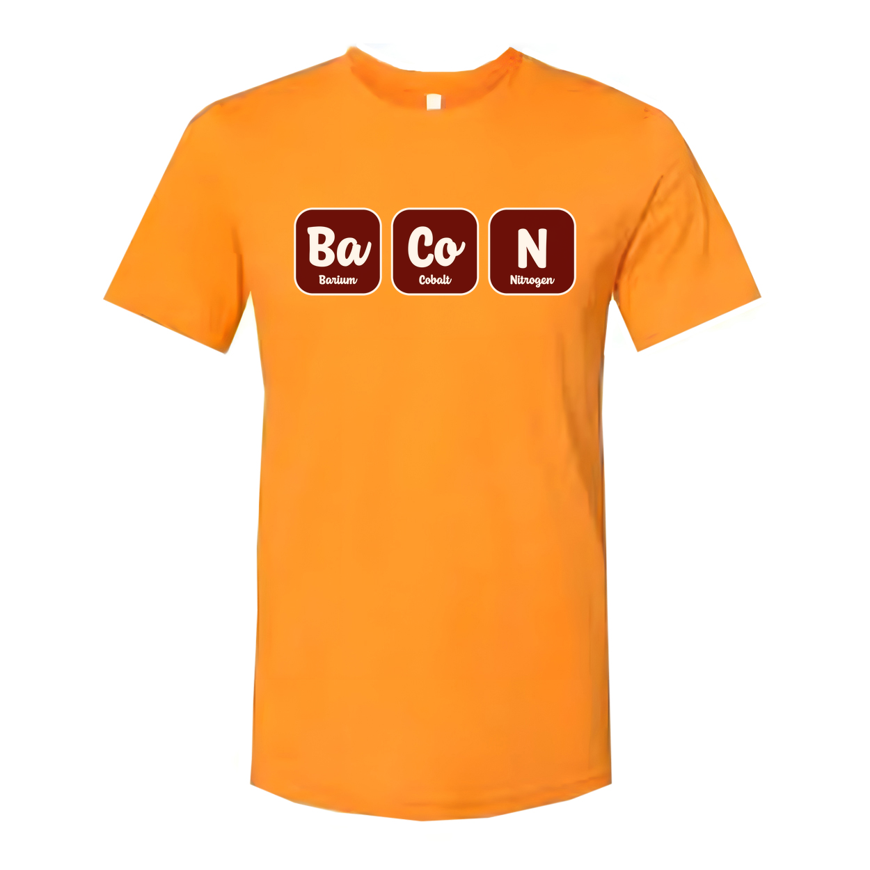 Bacon Chemistry Graphic T Shirt With Ba Co N Element Symbols For Science Lovers Design