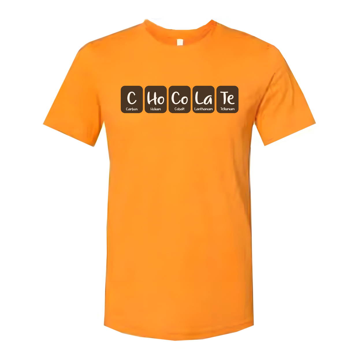Unisex Science Themed Chocolate Elements Graphic T Shirt With Periodic Table Style Blocks