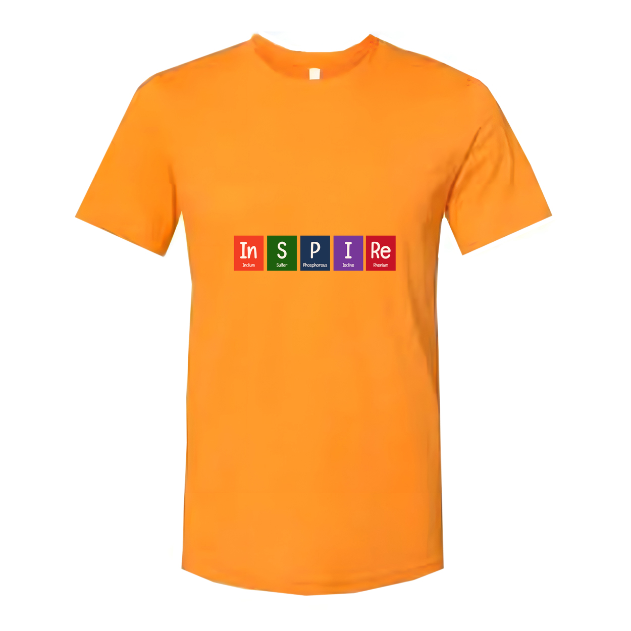 Inspire Science Graphic Unisex Short Sleeve Tee With Multicolor Periodic Table Style Letters