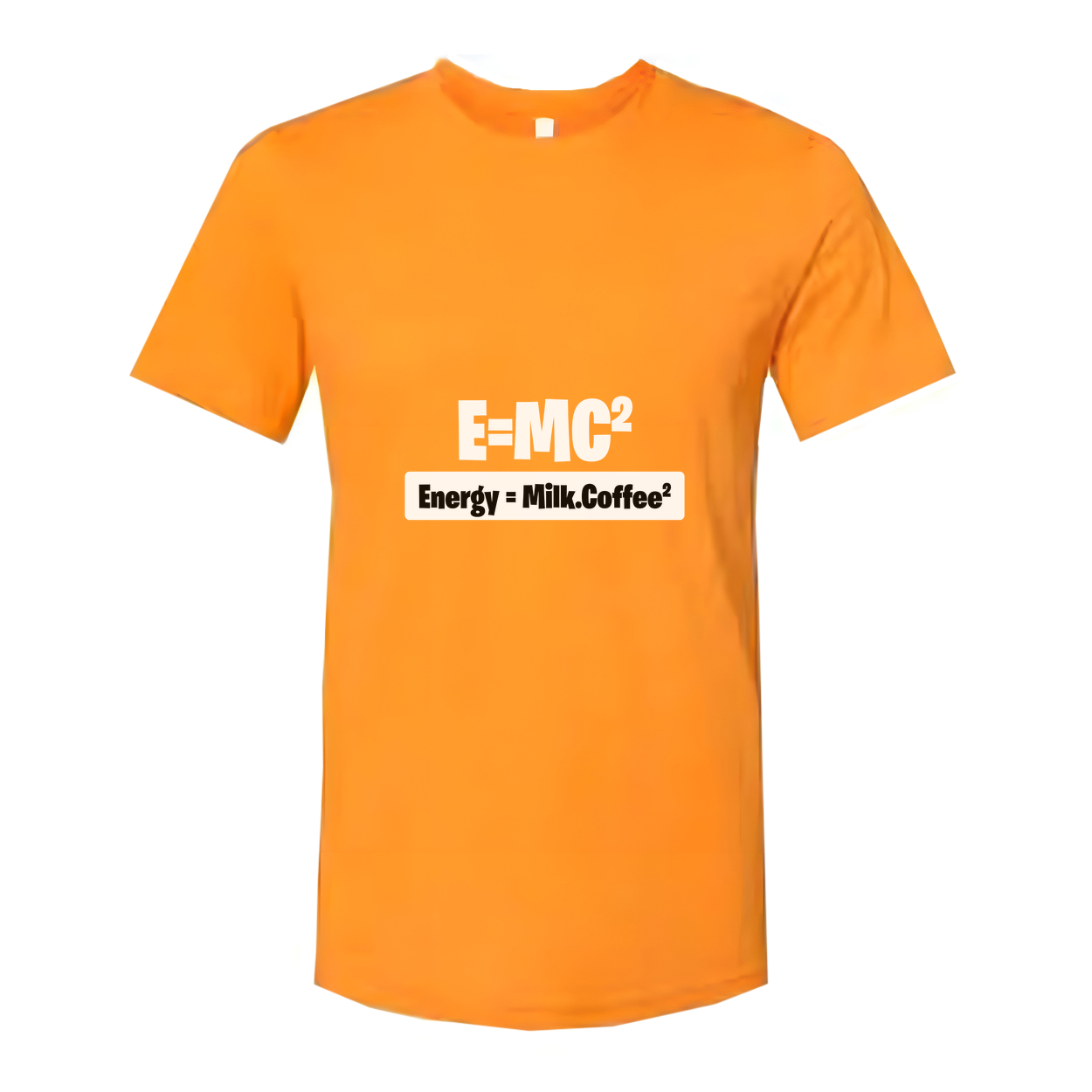 Unisex Science T-Shirt With Energy Equals Milk Coffee Parody Graphic Print For Science Enthusiasts And Students