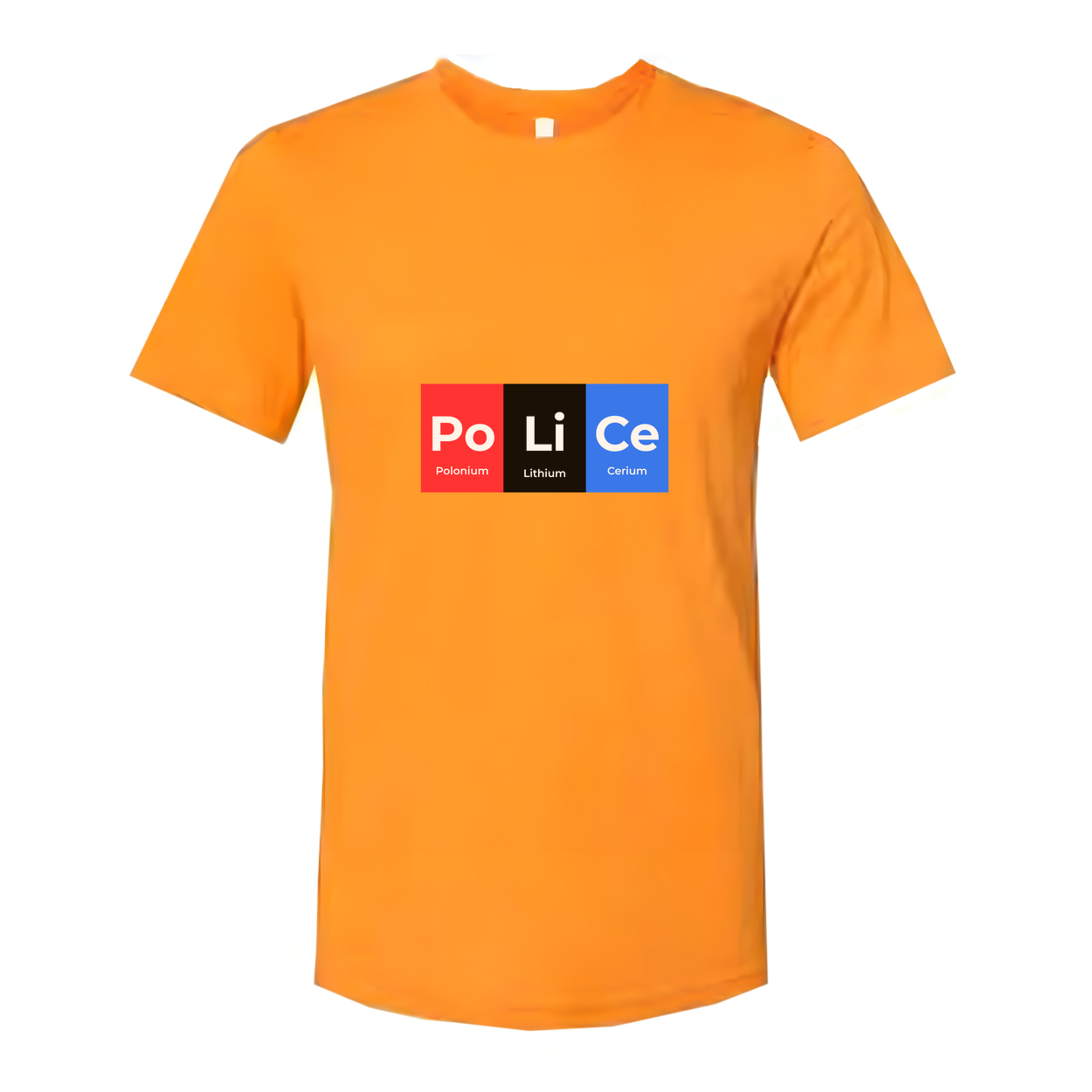Unisex Science Themed Graphic Tee With Po Li Ce Periodic Elements Design For Curious Minds
