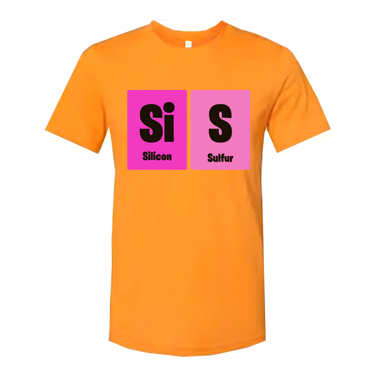 Science Themed Unisex T Shirt With Silicon And Sulfur Element Blocks In Pink Squares