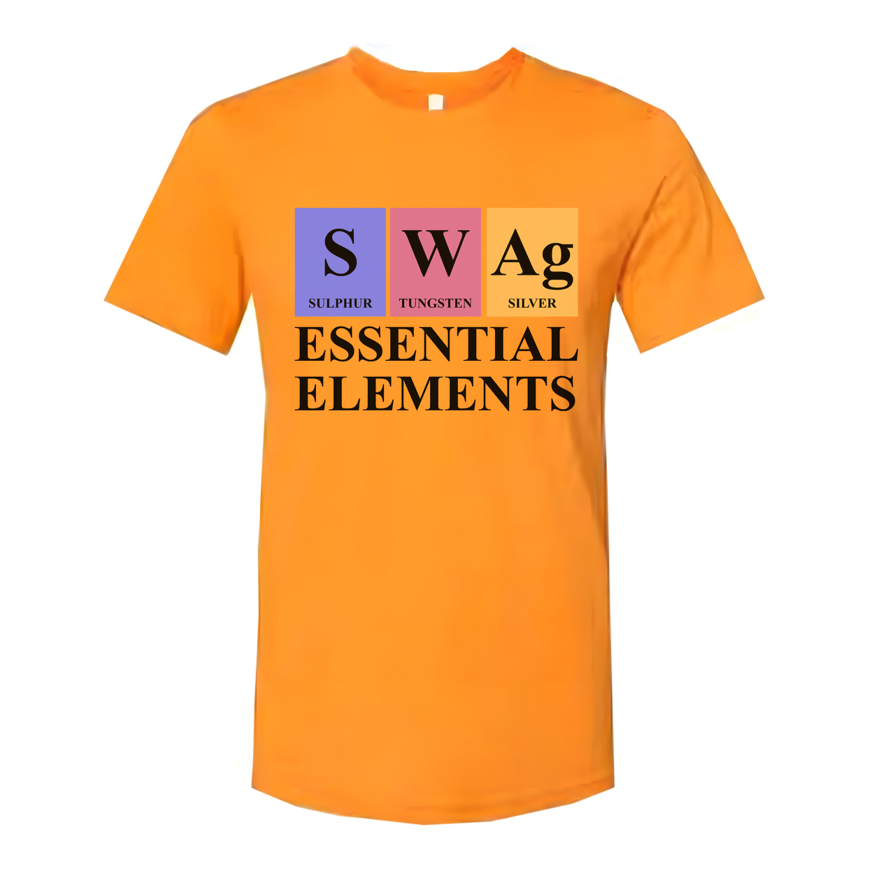 Essential Elements Graphic T Shirt With Periodic Table Inspired Sulphur Tungsten And Silver Symbols
