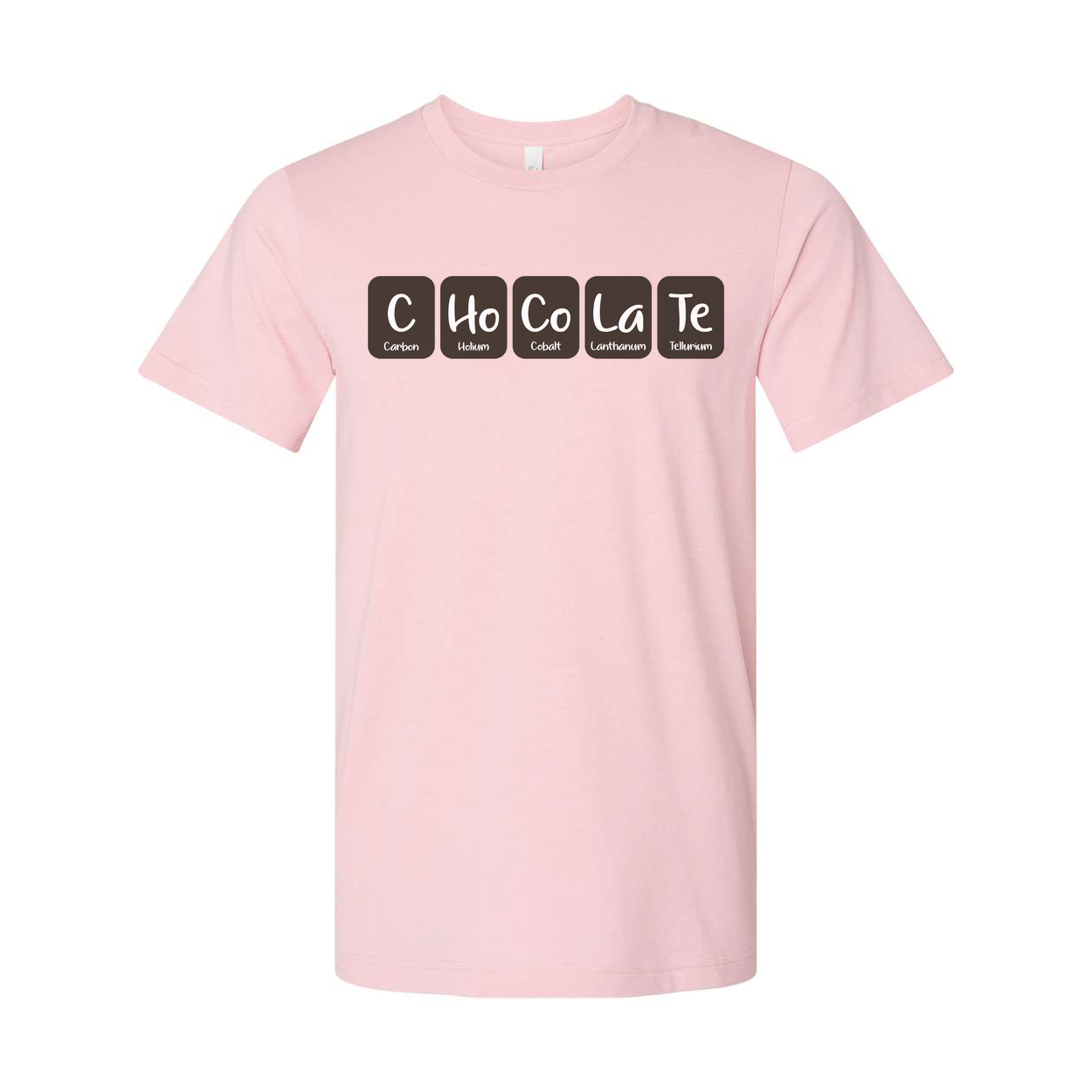 Unisex Science Themed Chocolate Elements Graphic T Shirt With Periodic Table Style Blocks
