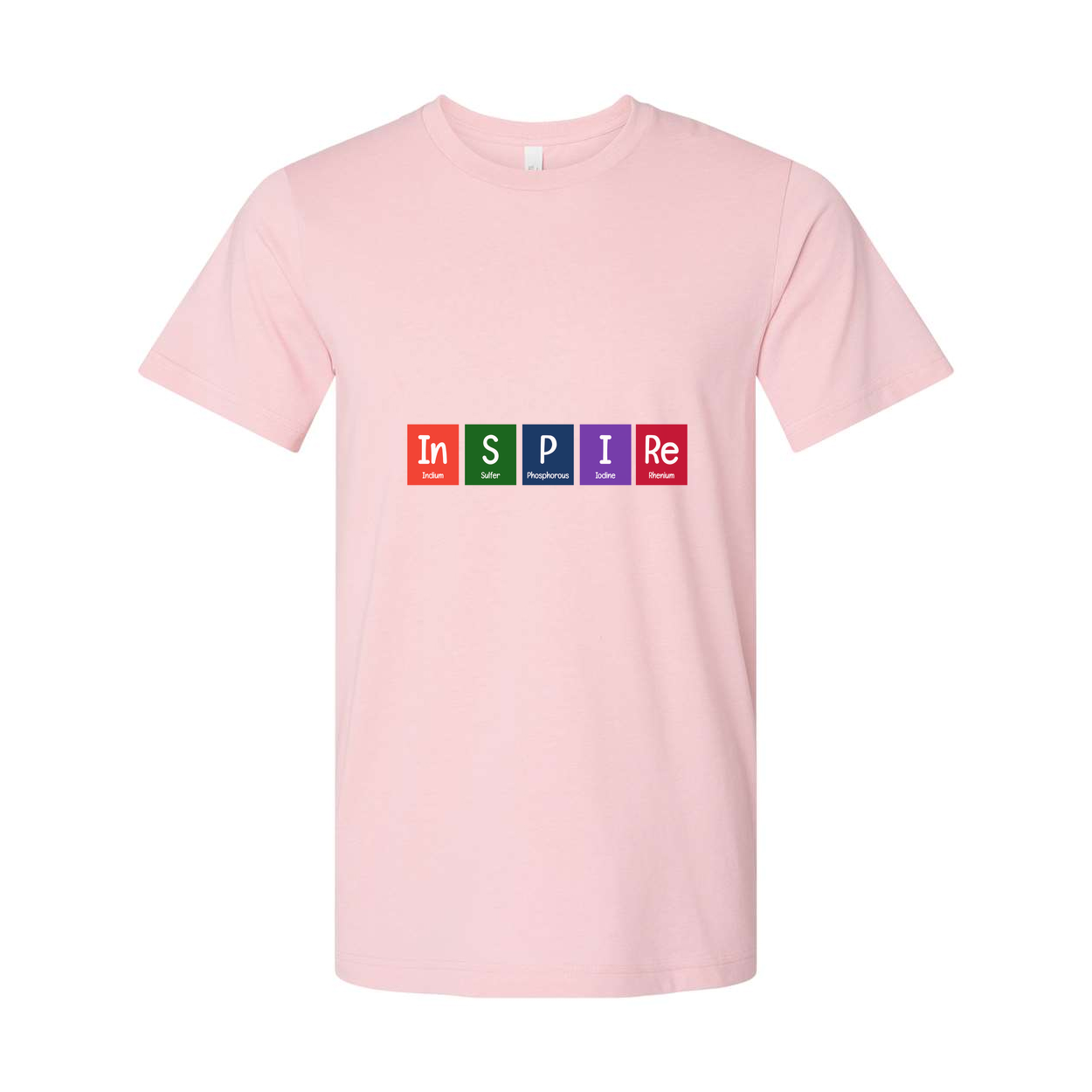 Inspire Science Graphic Unisex Short Sleeve Tee With Multicolor Periodic Table Style Letters