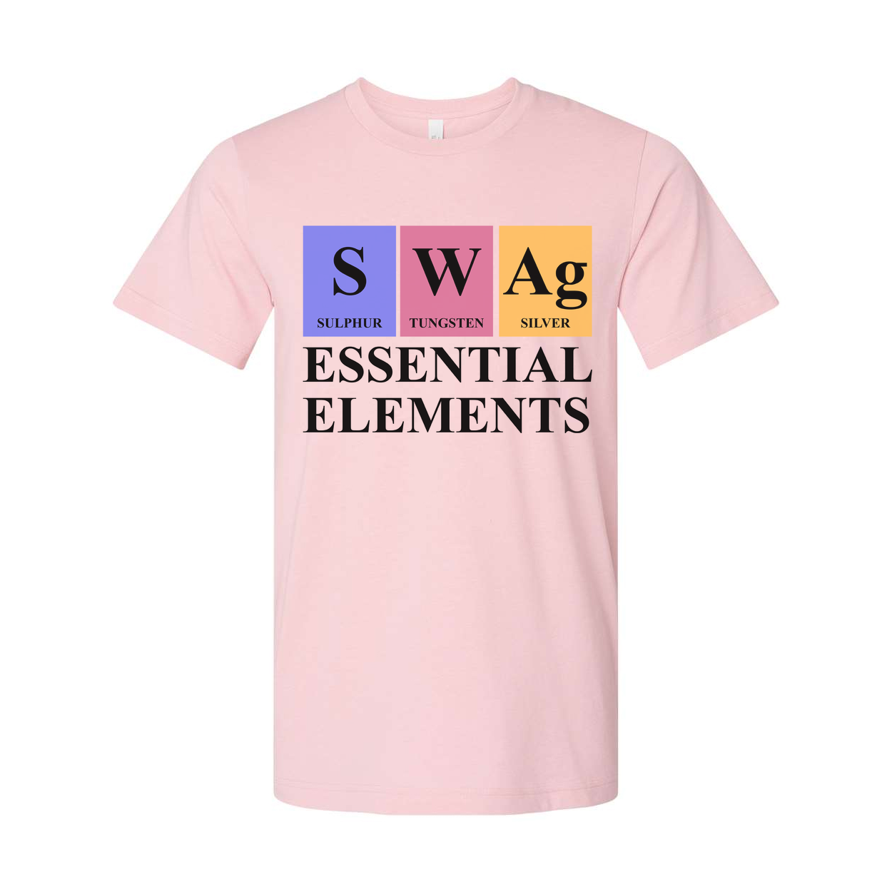 Essential Elements Graphic T Shirt With Periodic Table Inspired Sulphur Tungsten And Silver Symbols