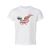 Unisex Short Sleeve Crew Neck T Shirt With Vintage Distressed American Flag Eagle Graphic