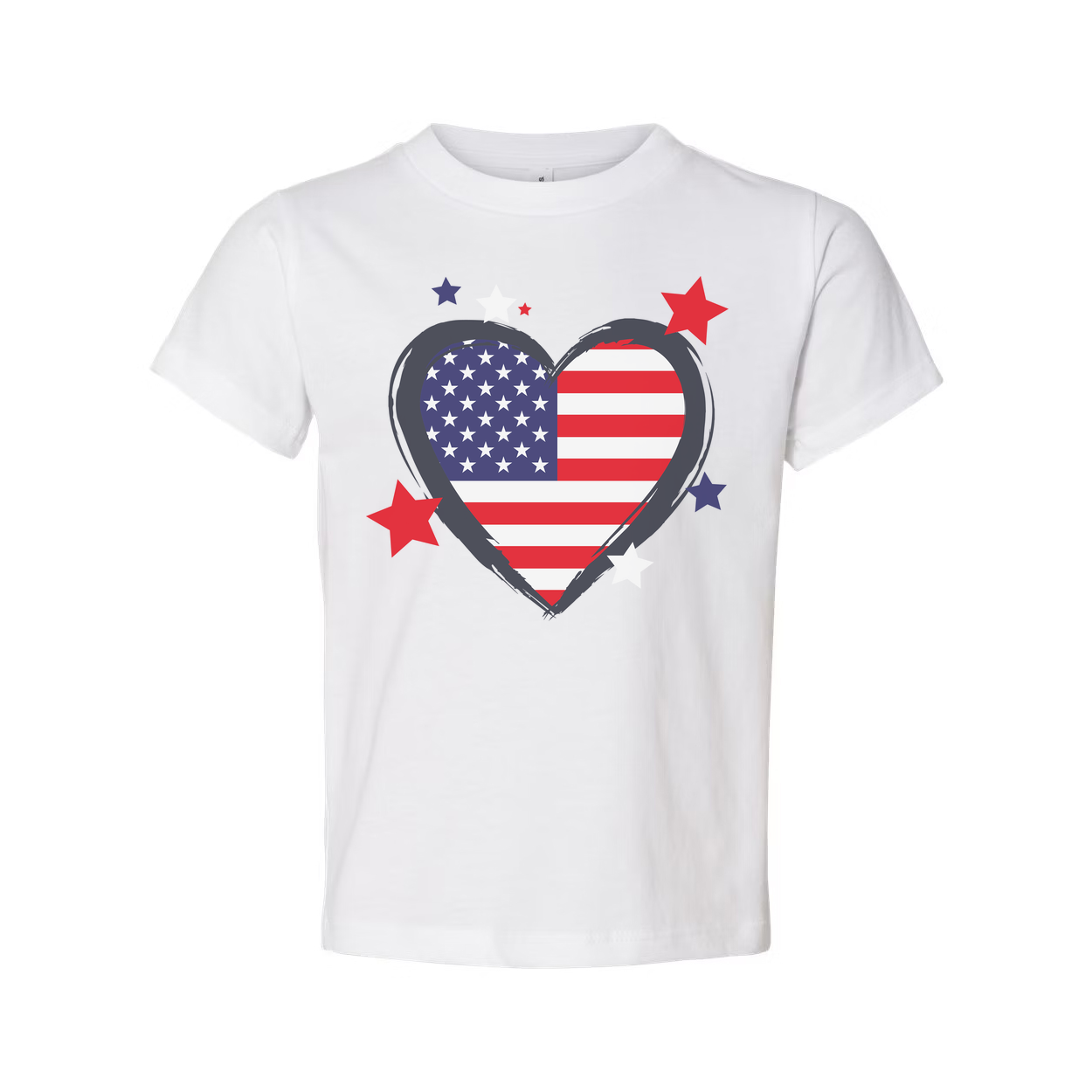 Heart Shaped American Flag Graphic Tee For Men And Women Unisex Patriotic Apparel Everyday Casual Wear