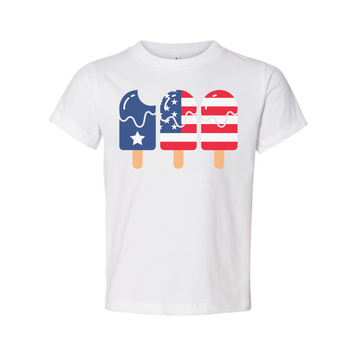 Patriotic Popsicle Graphic T Shirt With American Flag Motif For Unisex Everyday Wear