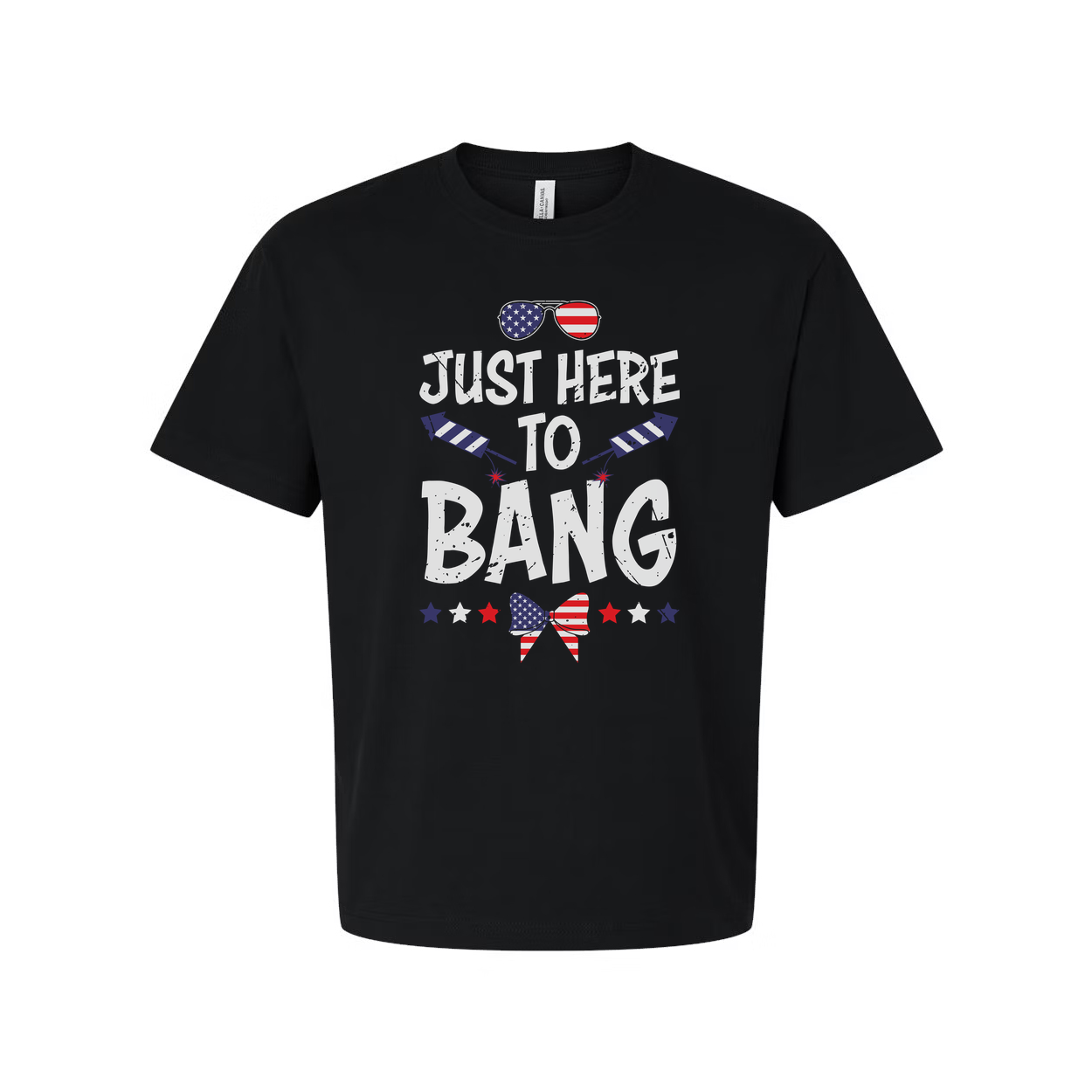 Unisex American Flag Graphic Tee With Stars And Stripes Elements Just Here To Bang