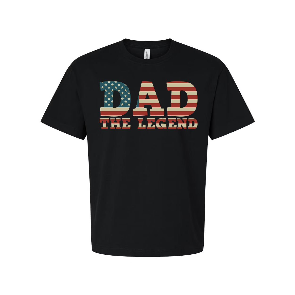 Dad The Legend American Flag Letters Unisex Graphic Tee With Patriotic USA Flag Pattern Short Sleeve