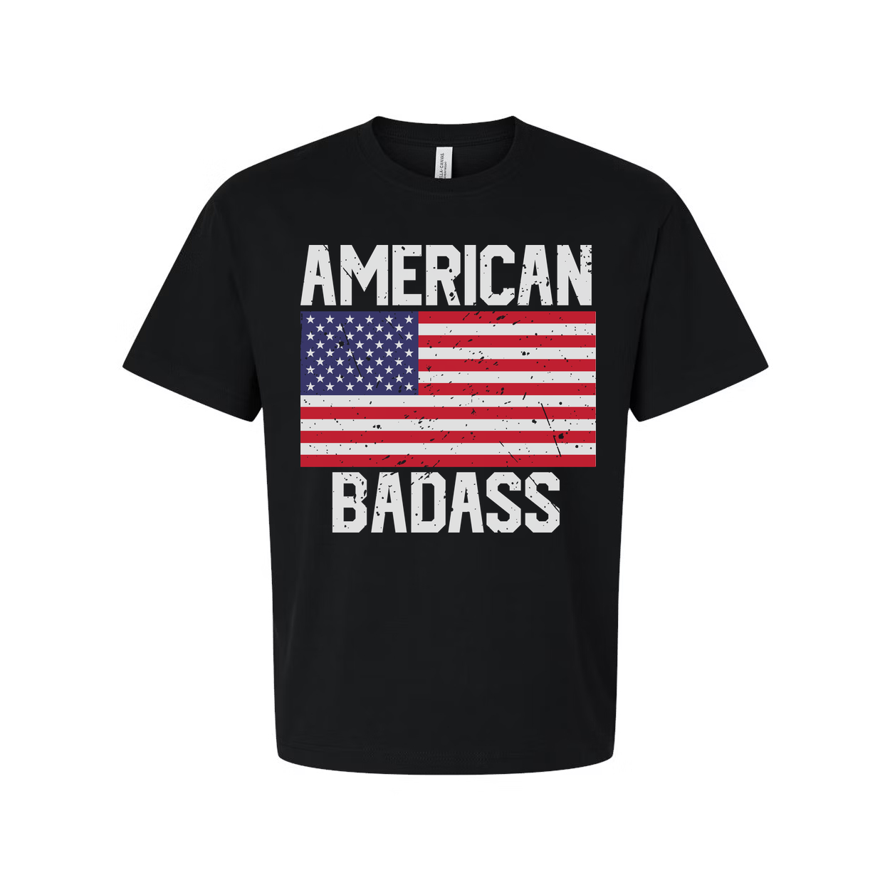 American Flag Graphic Unisex T Shirt With Bold American Badass Text Design Everyday Wear