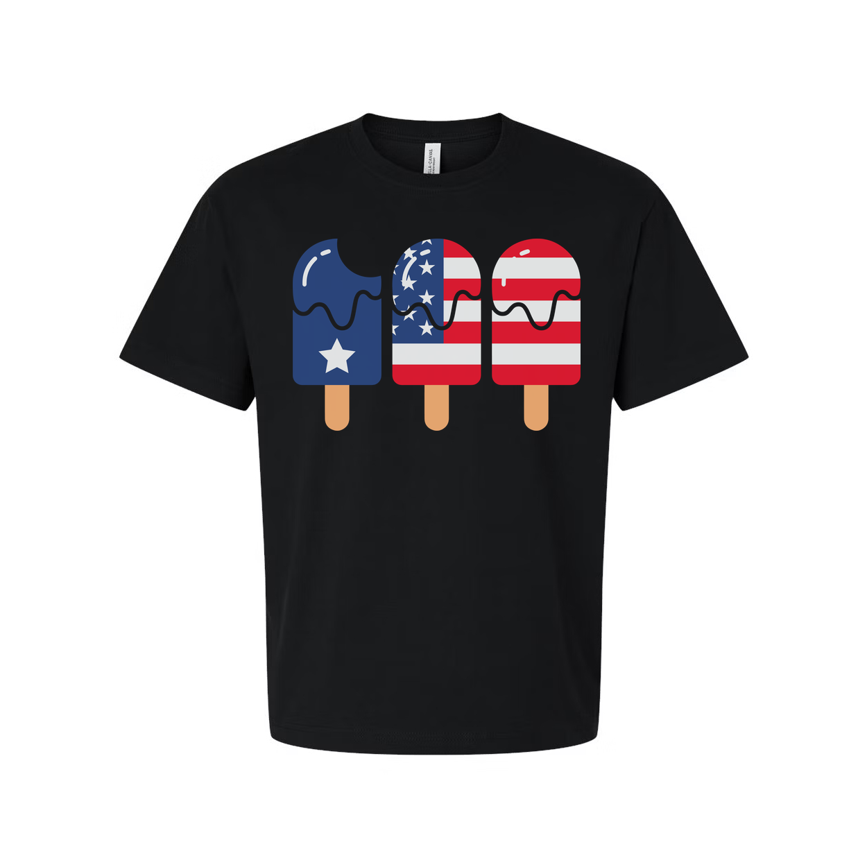Patriotic Popsicle Graphic T Shirt With American Flag Motif For Unisex Everyday Wear