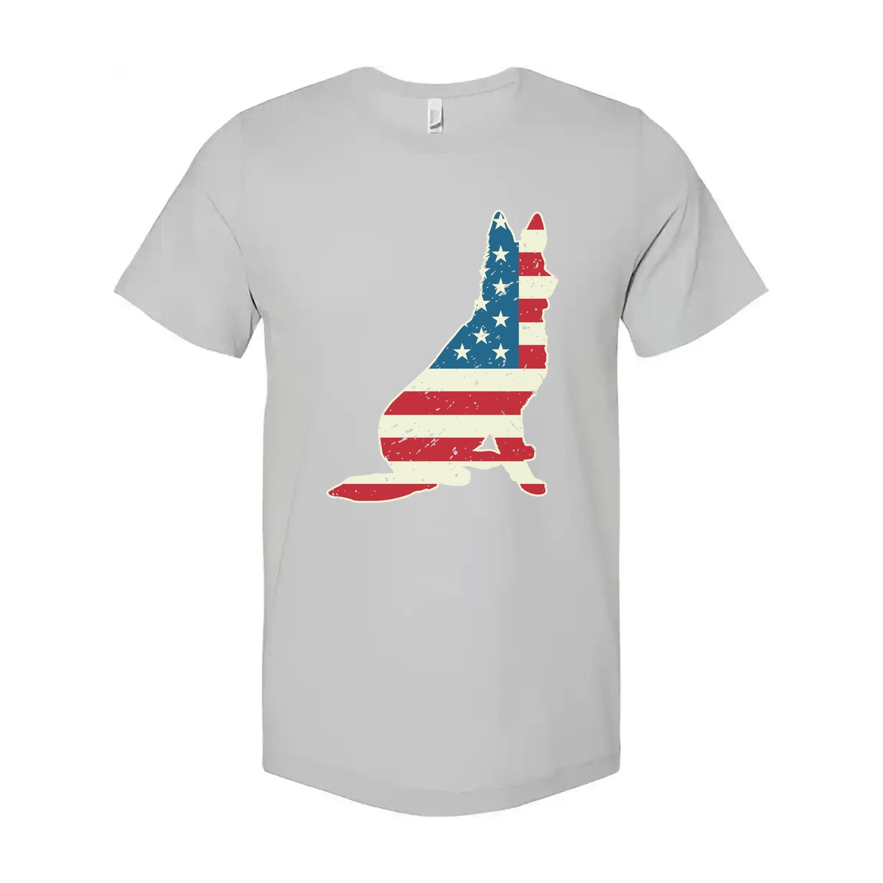 Unisex Graphic Tee Featuring Distressed American Flag Hand Silhouette Front Design